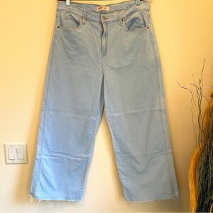 Levi Strauss Signature Wide Leg Cropped Jeans Light Wash Raw Hem Womens 14